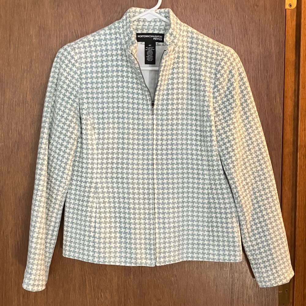 Norton McNaughton White and Green Houndstooth Jacket